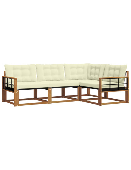 Set di divani da esterno con cuscino 4 pcs Naturale e Crema