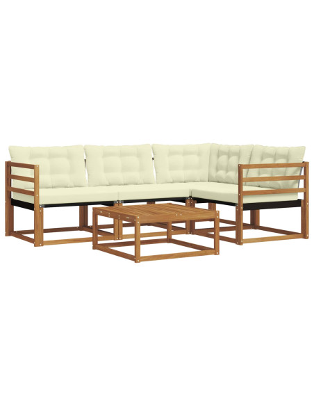 Set di divani da esterno con cuscino 5 pcs Naturale e Crema