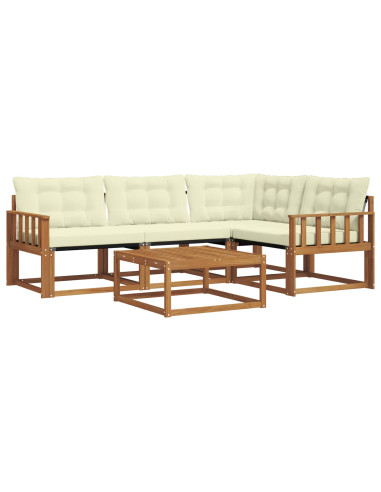 Set di divani da esterno con cuscino 5 pcs Naturale e Crema