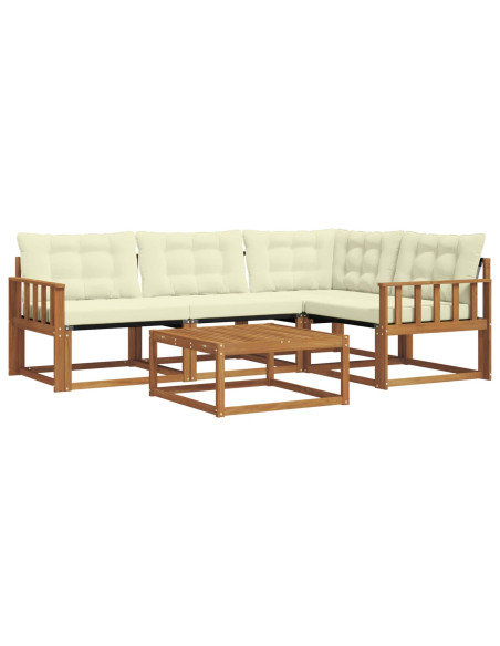 Set di divani da esterno con cuscino 5 pcs Naturale e Crema