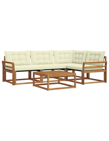 Set di divani da esterno con cuscino 5 pcs Naturale e Crema