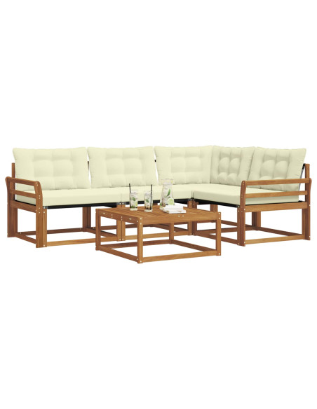 Set di divani da esterno con cuscino 5 pcs Naturale e Crema