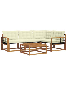 Set di divani da esterno con cuscino 5 pcs Naturale e Crema 2