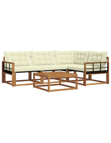 Set di divani da esterno con cuscino 5 pcs Naturale e Crema