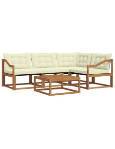 Set di divani da esterno con cuscino 5 pcs Naturale e Crema 2