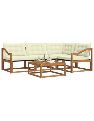 Set di divani da esterno con cuscino 5 pcs Naturale e Crema