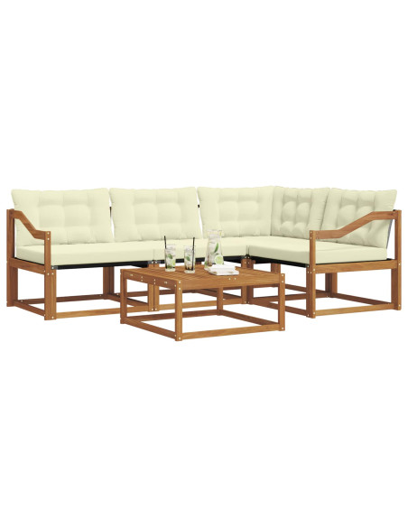Set di divani da esterno con cuscino 5 pcs Naturale e Crema