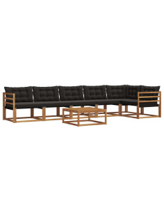 Set di divani da esterno con cuscino 7 pcs Naturale e Nero 2