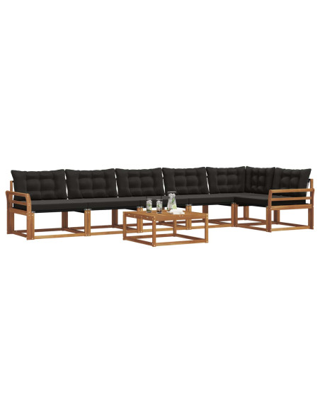 Set di divani da esterno con cuscino 7 pcs Naturale e Nero