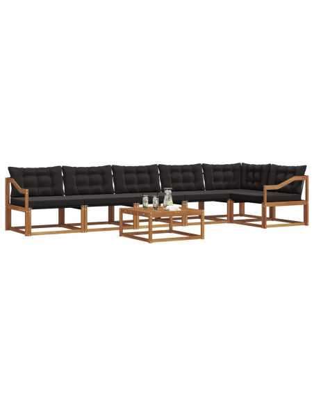 Set di divani da esterno con cuscino 7 pcs Naturale e Nero
