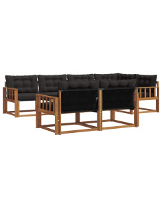 Set di divani da esterno con cuscino 7 pcs Naturale e Nero 2