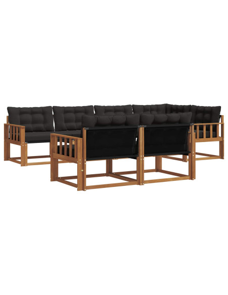 Set di divani da esterno con cuscino 7 pcs Naturale e Nero