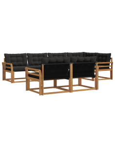 Set di divani da esterno con cuscino 7 pcs Naturale e Nero 2