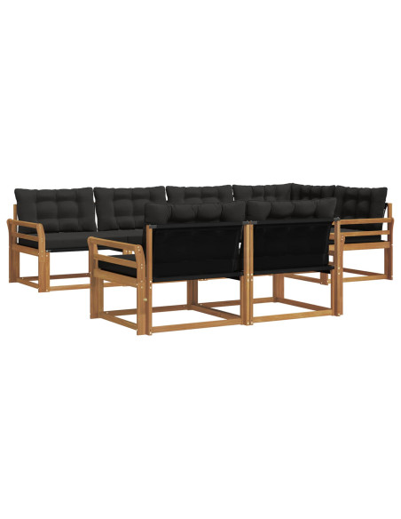 Set di divani da esterno con cuscino 7 pcs Naturale e Nero