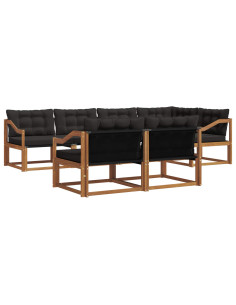 Set di divani da esterno con cuscino 7 pcs Naturale e Nero 2