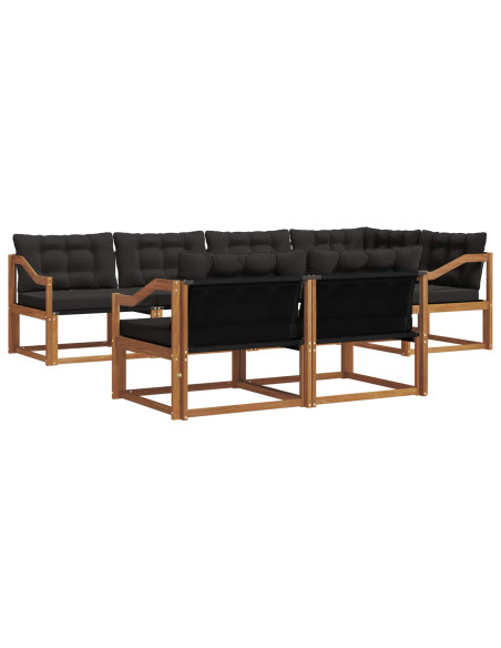Set di divani da esterno con cuscino 7 pcs Naturale e Nero