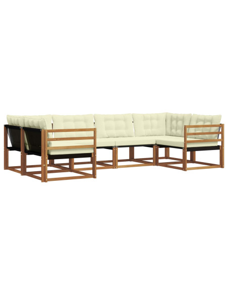Set di divani da esterno con cuscino 6 pcs Naturale e Crema