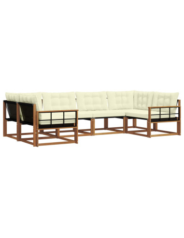 Set di divani da esterno con cuscino 6 pcs Naturale e Crema