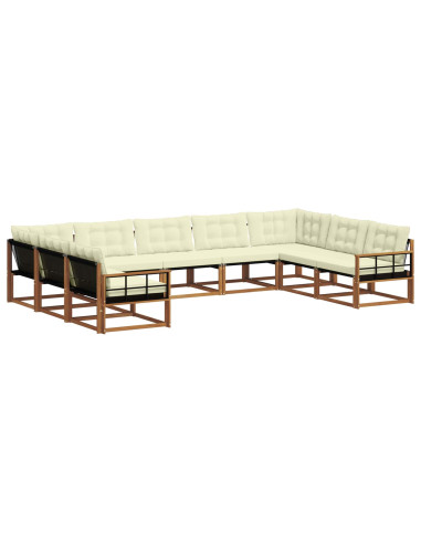 Set di divani da esterno con cuscino 9 pcs Naturale e Crema