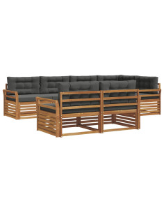 Set di divani da esterno con cuscino 7 pcs Naturale e Antracite 2