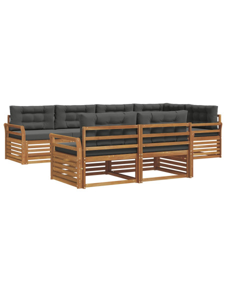 Set di divani da esterno con cuscino 7 pcs Naturale e Antracite