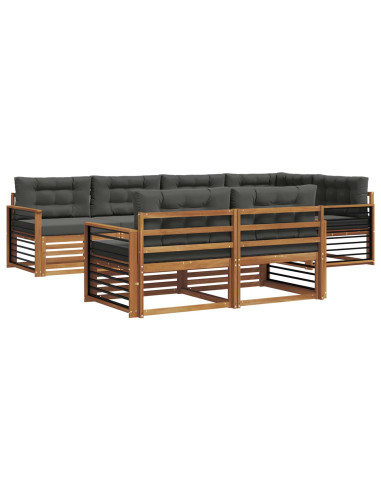 Set di divani da esterno con cuscino 7 pcs Naturale e Antracite