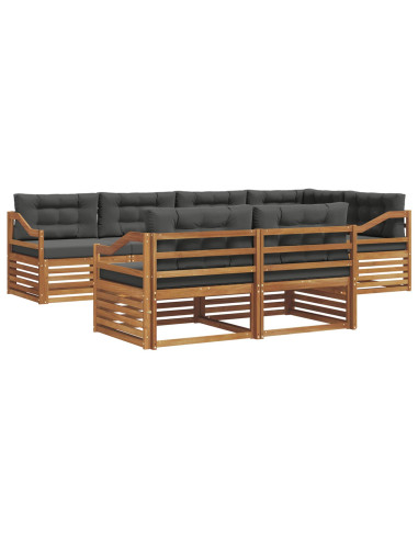 Set di divani da esterno con cuscino 7 pcs Naturale e Antracite