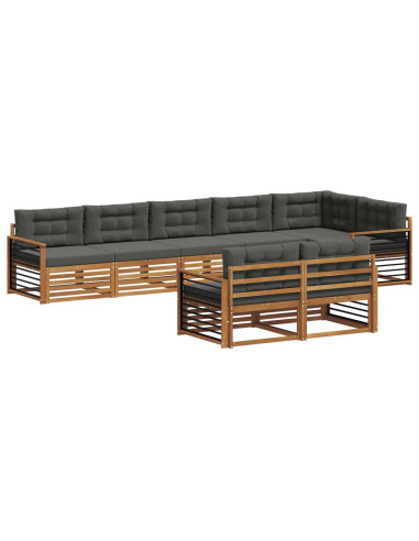 Set di divani da esterno con cuscino 8 pcs Naturale e Antracite