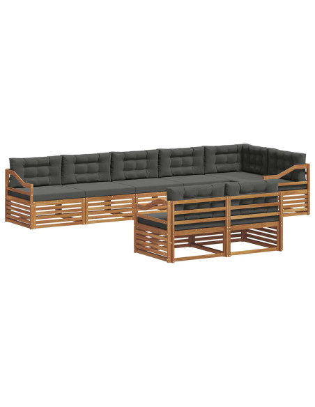 Set di divani da esterno con cuscino 8 pcs Naturale e Antracite