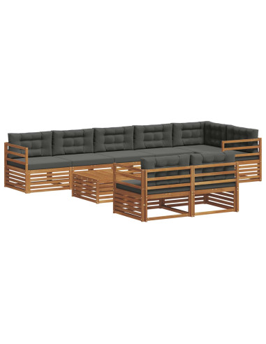 Set di divani da esterno con cuscino 9 pcs Naturale e Antracite