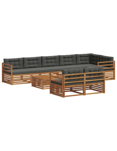 Set di divani da esterno con cuscino 9 pcs Naturale e Antracite