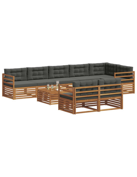 Set di divani da esterno con cuscino 9 pcs Naturale e Antracite