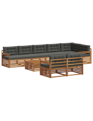 Set di divani da esterno con cuscino 9 pcs Naturale e Antracite