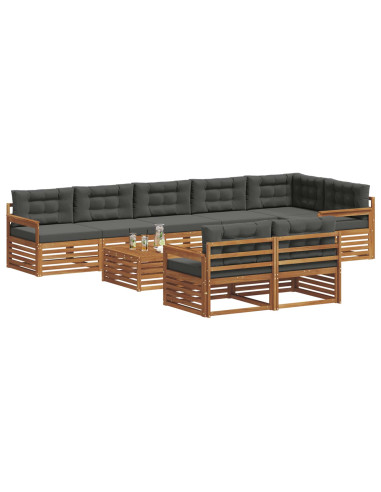 Set di divani da esterno con cuscino 9 pcs Naturale e Antracite