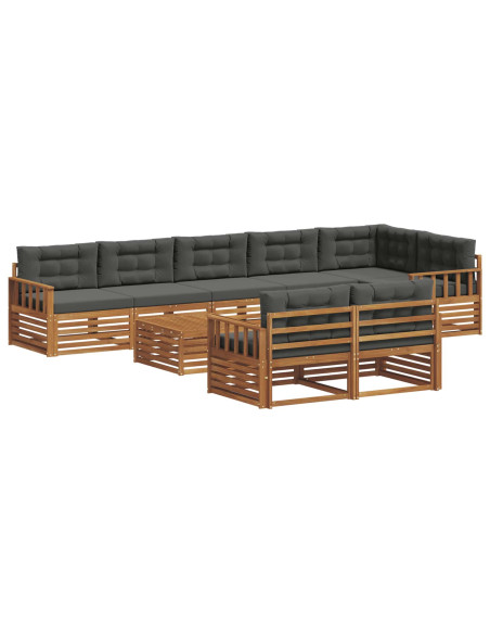Set di divani da esterno con cuscino 9 pcs Naturale e Antracite