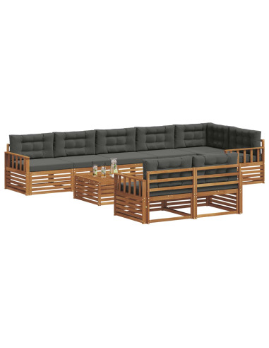 Set di divani da esterno con cuscino 9 pcs Naturale e Antracite
