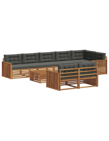 Set di divani da esterno con cuscino 9 pcs Naturale e Antracite