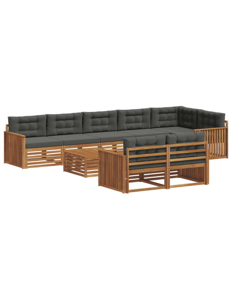 Set di divani da esterno con cuscino 9 pcs Naturale e Antracite