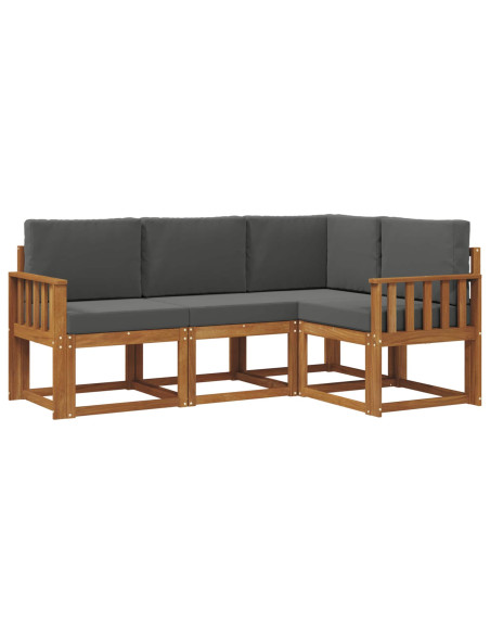 Set di divani da esterno con cuscino 4 pcs Naturale e Antracite