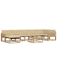 Set di divani da esterno 8 pcs Bianco e Beige 79 x 79 x 37 cm 2