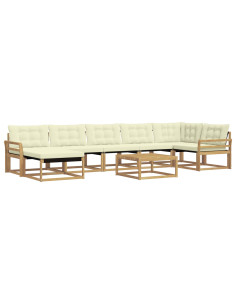Set di divani da esterno 8 pcs Bianco e Crema 79 x 79 x 37 cm 2