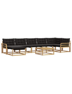 Set di divani da esterno 8 pcs Bianco e Nero 79 x 79 x 37 cm 2