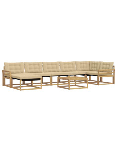Set di divani da esterno 8 pcs Bianco e Beige 79 x 79 x 37 cm 2