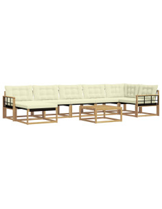 Set di divani da esterno 8 pcs Bianco e Crema 79 x 79 x 37 cm 2