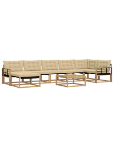 Set di divani da esterno 8 pcs Bianco e Beige 79 x 79 x 37 cm 2