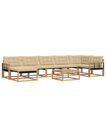 Set di divani da esterno 8 pcs Bianco e Beige 79 x 79 x 37 cm