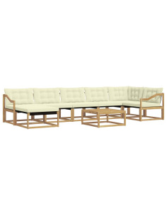 Set di divani da esterno 8 pcs Bianco e Crema 79 x 79 x 37 cm 2