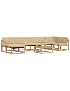 Set di divani da esterno 8 pcs Bianco e Beige 79 x 79 x 37 cm 2