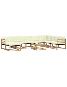 Set di divani da esterno 9 pcs Bianco e Crema 79 x 79 x 37 cm 2