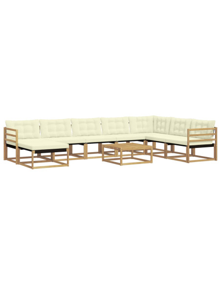 Set di divani da esterno 9 pcs Bianco e Crema 79 x 79 x 37 cm